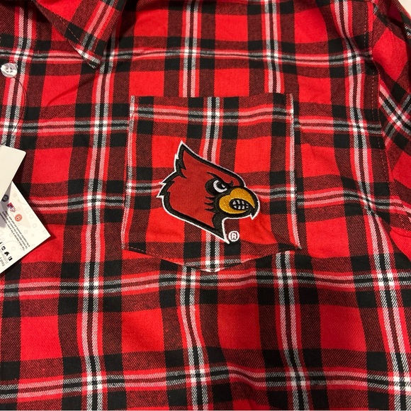 FOCO Mens Size XL Louisville Cardinals Flannel Plaid Long Sleeve Button Up Shirt - Picture 2 of 10